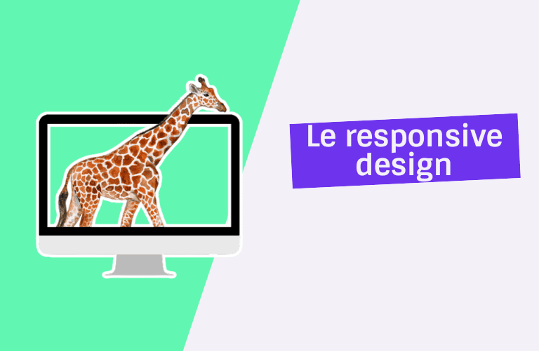 image du responsive design avec une girafe qui sort la tête de l'ordinateur